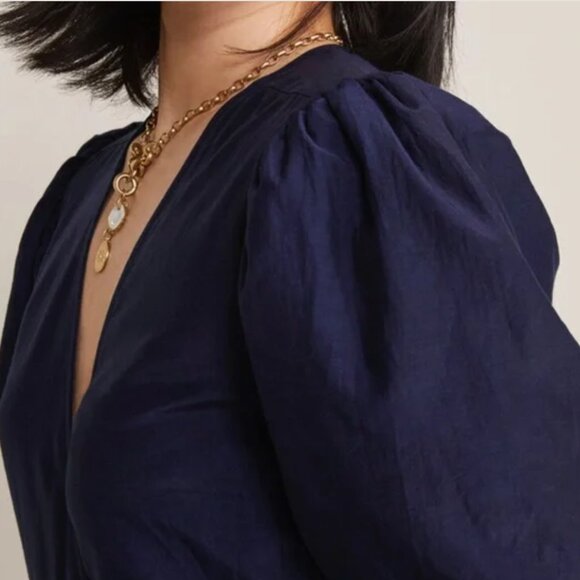 Vineryard Vines Puff-Sleeve Midi Wrap Dress | nautical navy | XS - Picture 4 of 7